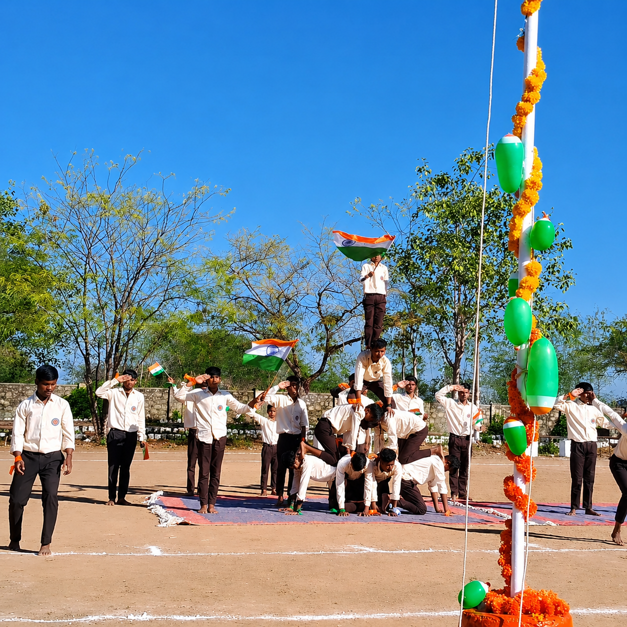 Patriotic Human Pyramid Celebration